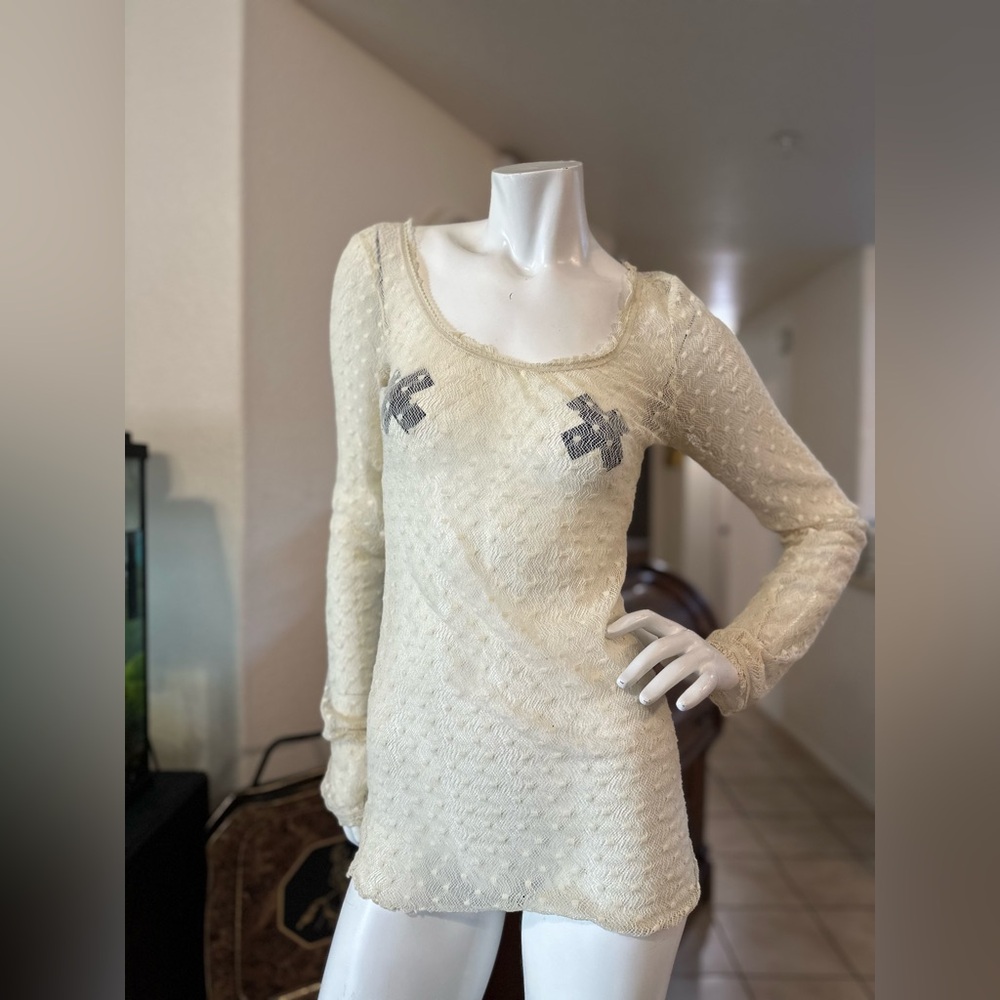 Free people long sleeve crochet top